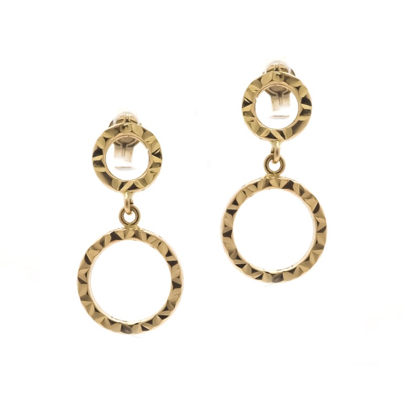 Boucles d'oreilles géométrique Carador double anneaux or jaune 375/000