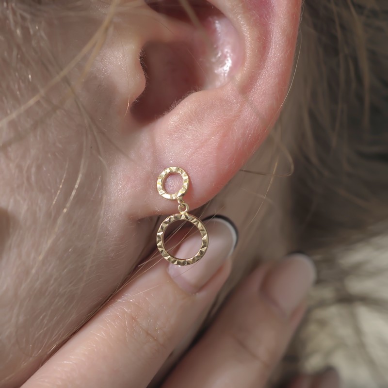 Boucles d'oreilles géométrique Carador double anneaux or jaune 375/000