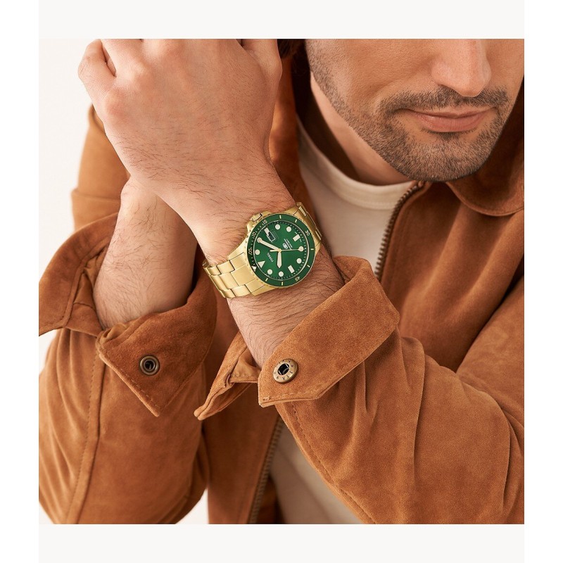 MONTRE HOMME FOSSIL EN ACIER DORE