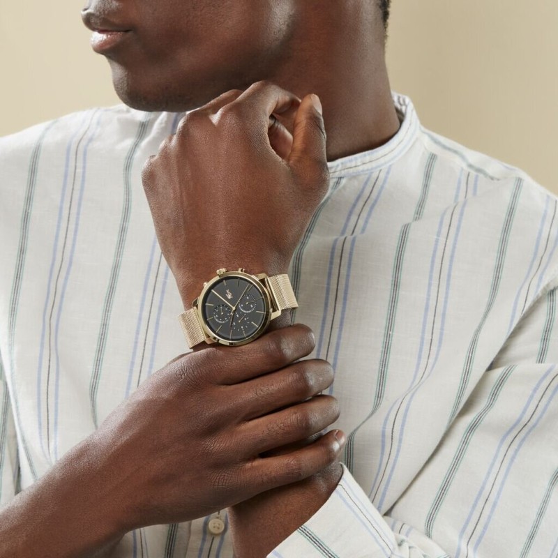 MONTRE LACOSTE HOMME MAILLE MILANAISE DOREE CHRONOGRAPHE