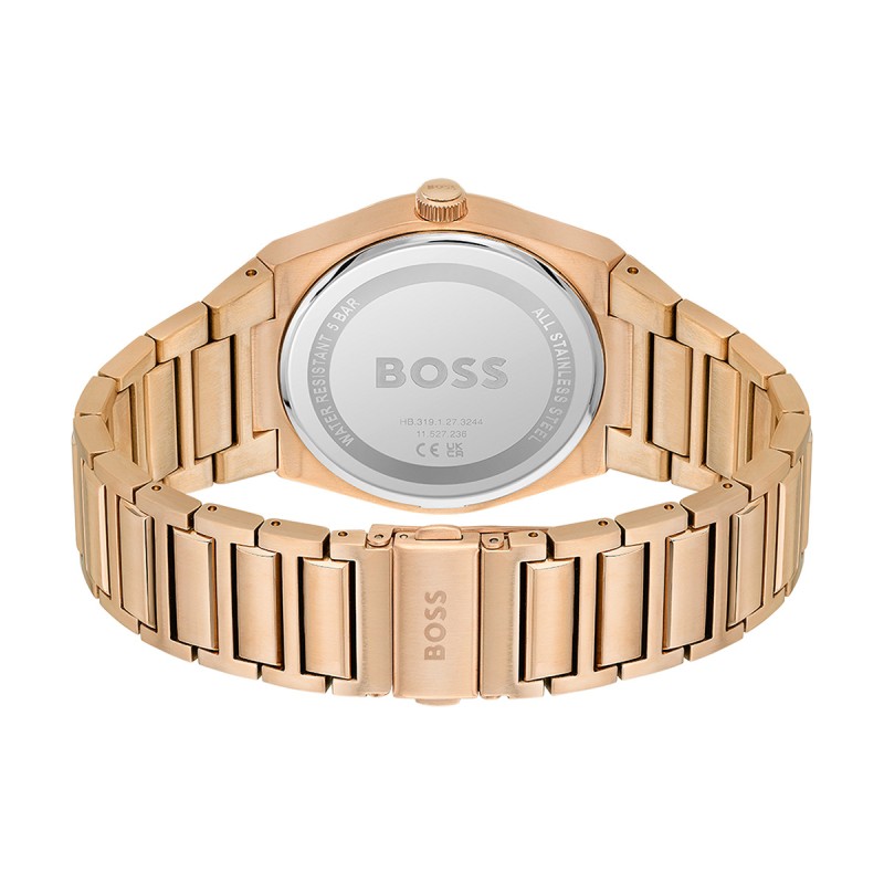 MONTRE HUGO BOSS ACIER DORE ROSE CADRAN BLEU