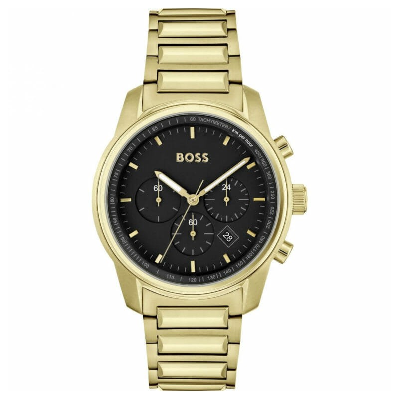 MONTRE HUGO BOSS ACIER DORE  CADRAN NOIR