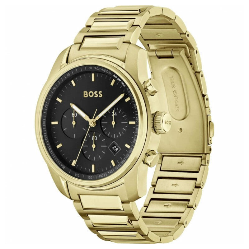 MONTRE HUGO BOSS ACIER DORE  CADRAN NOIR