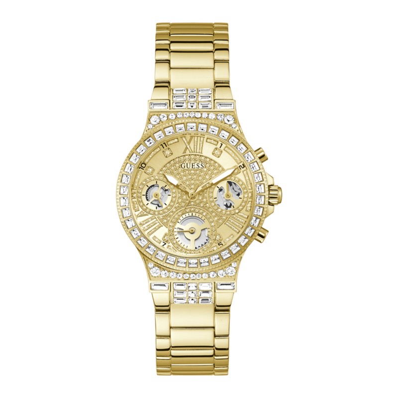 MONTRE GUESS FEMME ACIER DORE ET STRASS