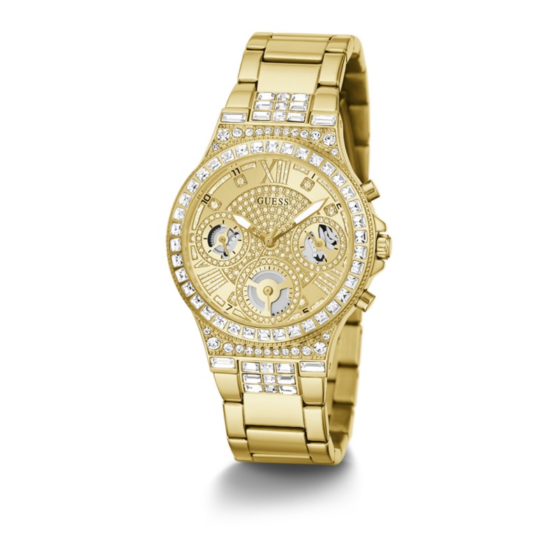 MONTRE GUESS FEMME ACIER DORE ET STRASS