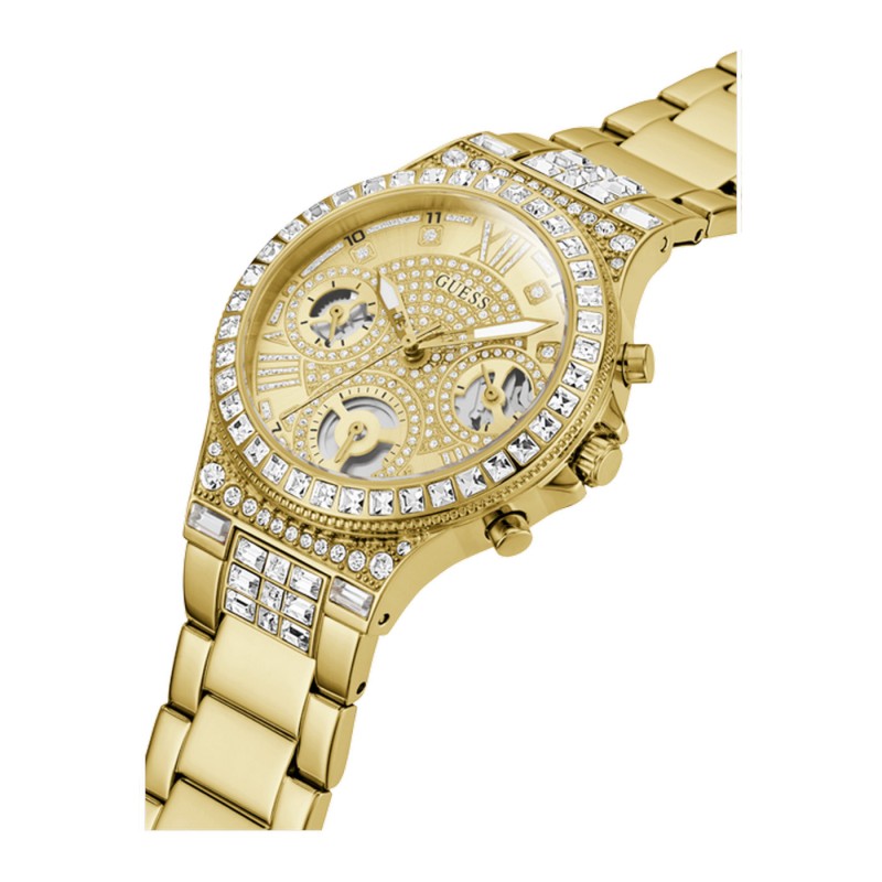 MONTRE GUESS FEMME ACIER DORE ET STRASS