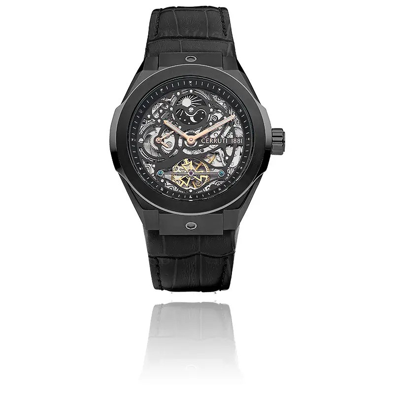 MONTRE HOMME CERRUTI AUTOMATIQUE CUIR NOIR