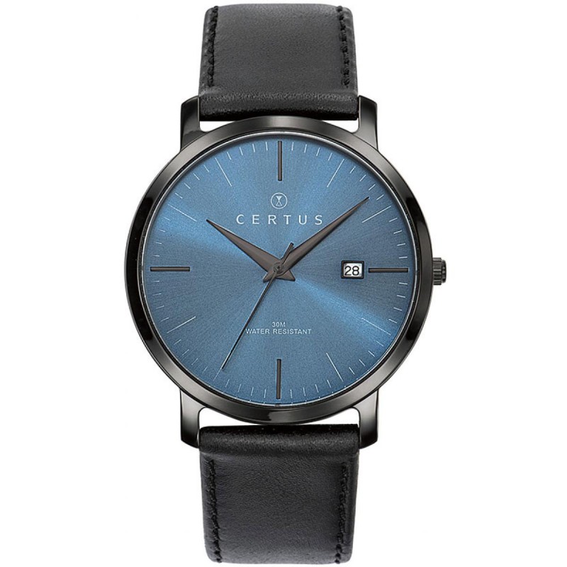 MONTRE CERTUS CUIR NOIR