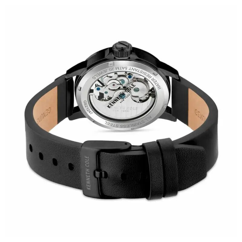 MONTRE KENNETH COLE AUTOMATIQUE BRACELET CUIR NOIR