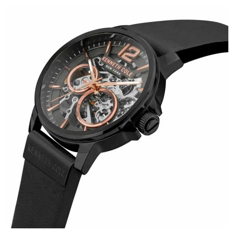 MONTRE KENNETH COLE AUTOMATIQUE BRACELET CUIR NOIR