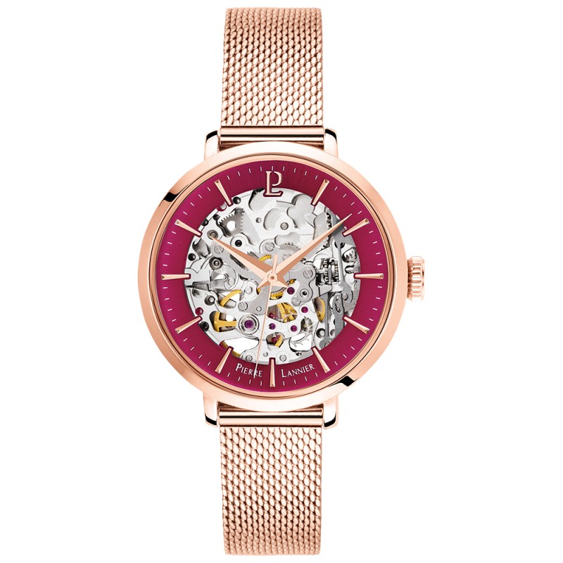 MONTRE PIERRE LANNIER FEMME AUTOMATIQUE BRACELET DORE ROSE