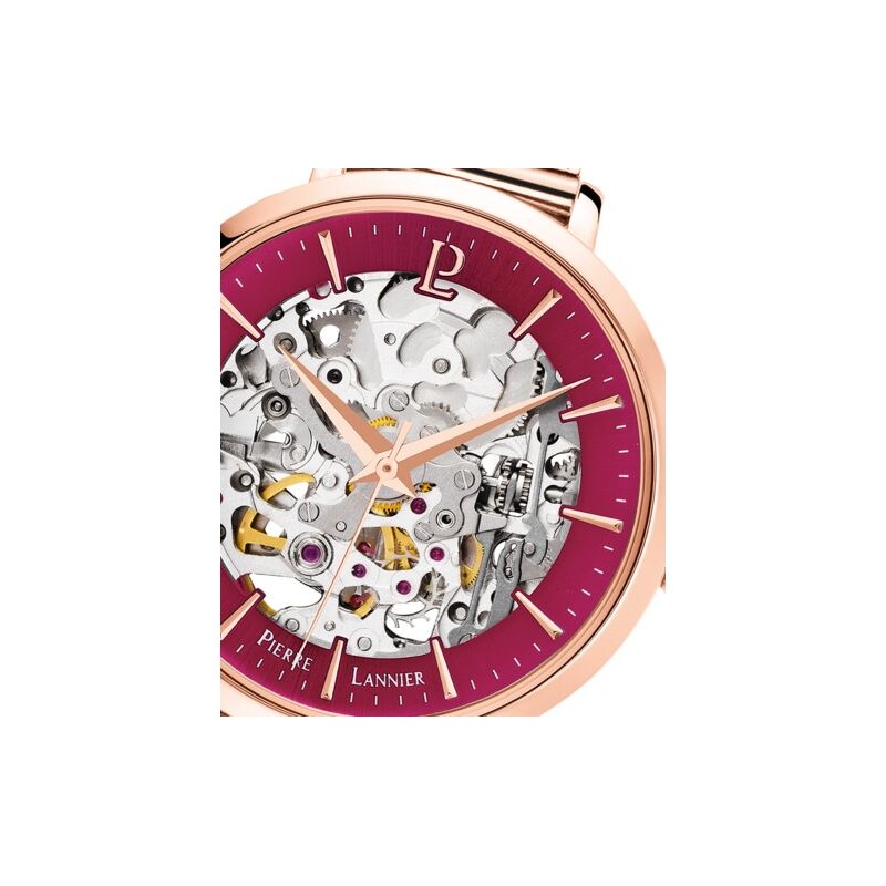 MONTRE PIERRE LANNIER FEMME AUTOMATIQUE BRACELET DORE ROSE