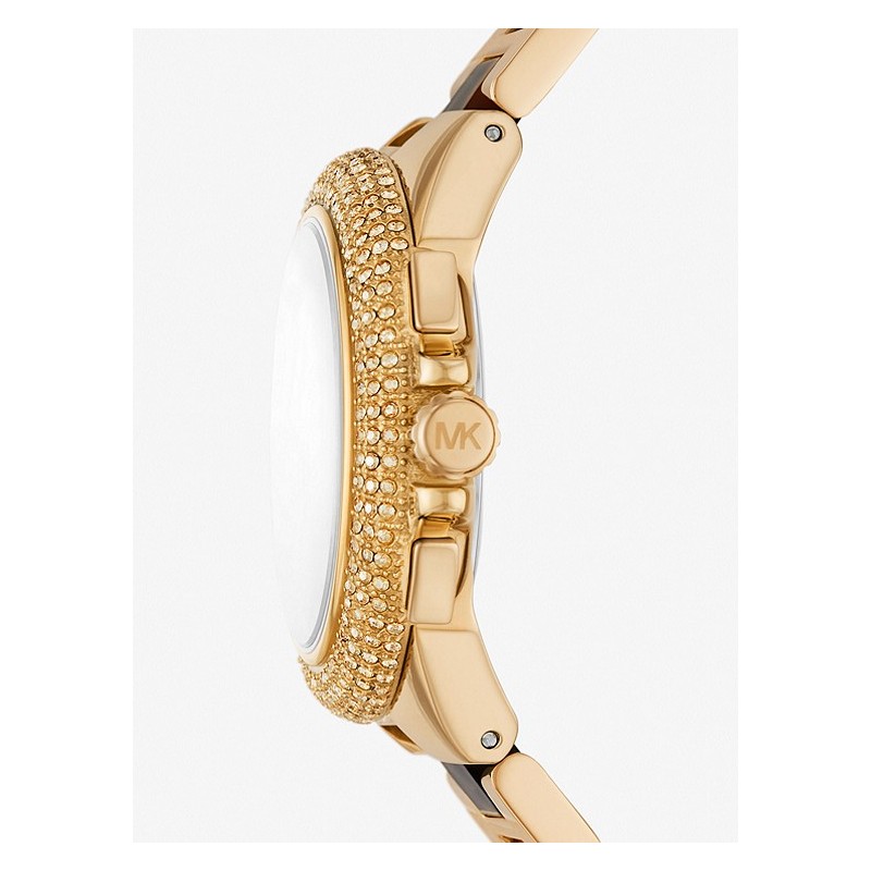 MONTRE MICHAEL KORS FEMME BRACELET ACIER DORE ECAILLES DE TORTUE PIERRES PAVEES
