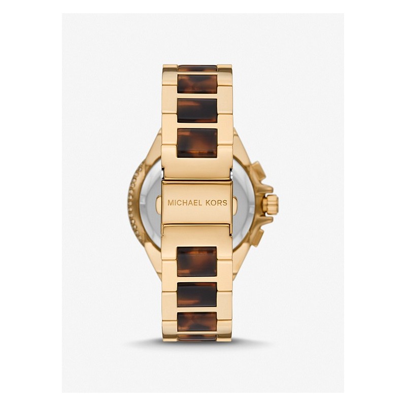 MONTRE MICHAEL KORS FEMME BRACELET ACIER DORE ECAILLES DE TORTUE PIERRES PAVEES