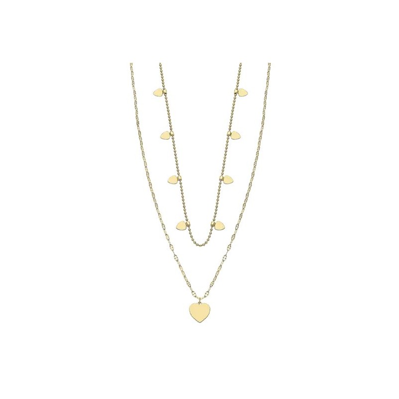 COLLIER FEMME LOTUS STYLE 2 RANGS COEUR DORE