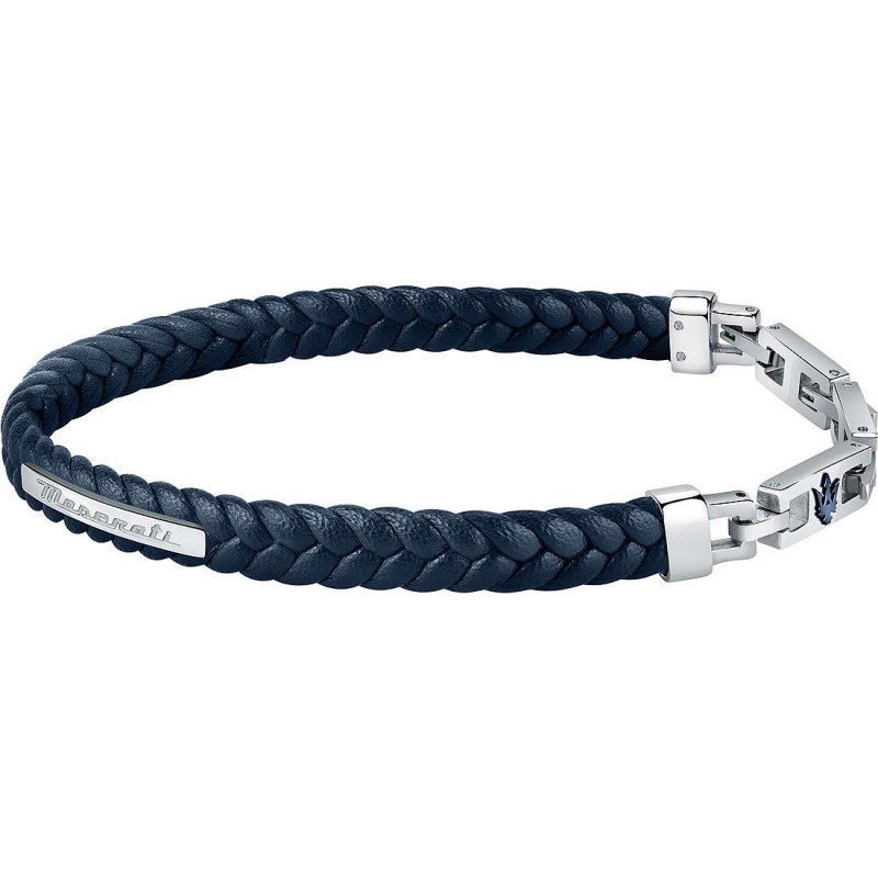Bracelet Homme Maserati cuir Bleu et acier