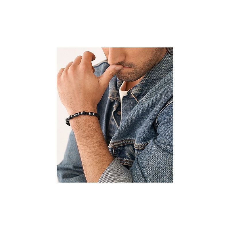 Bracelet Fossil en onyx noir