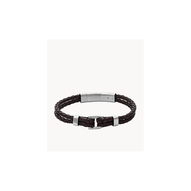 Bracelet Fossil en cuir brun