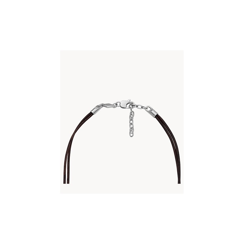 Collier Fossil en cuir et oeil de tigre