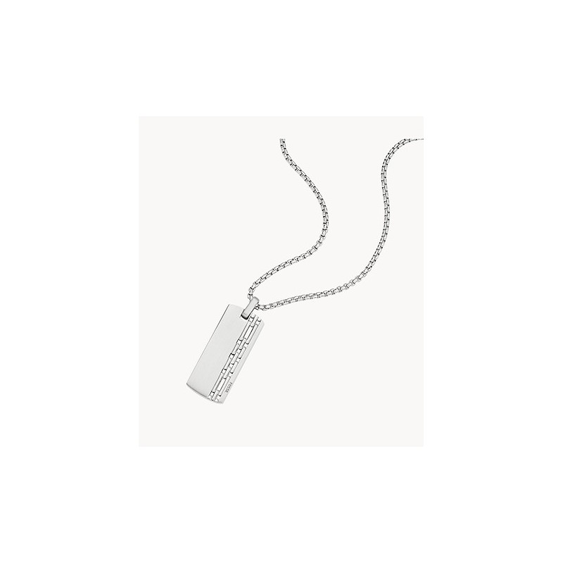 Collier Fossil plaque militaire en acier