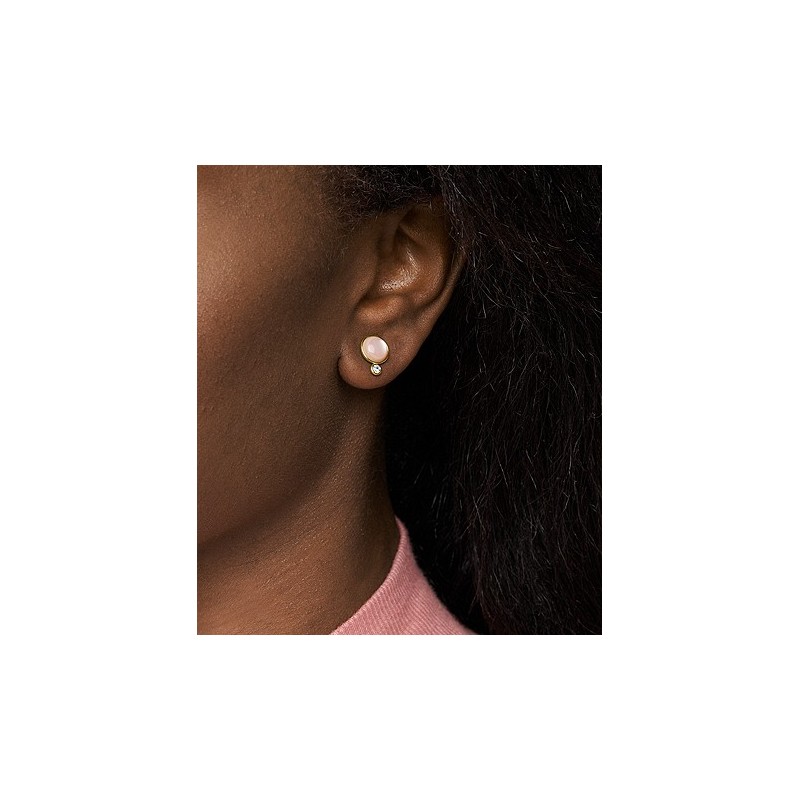 Boucles d'oreilles Fossil en acier doré et nacre