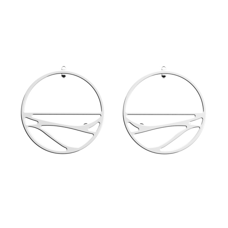 Boucles d'oreilles Les Georgettes Ecorces 43 mm finition argentée