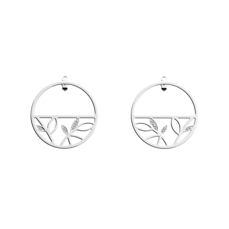Boucles d'oreilles Les Georgettes Arbre de Vie 30mm finition argentée