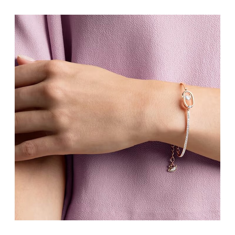 Bracelet Jonc Swarovski femme doré rose pavé de zircone