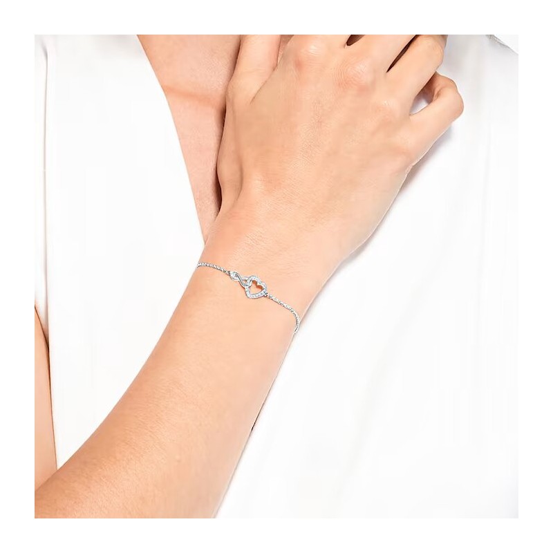 Bracelet Swarovski femme argenté motif coeur