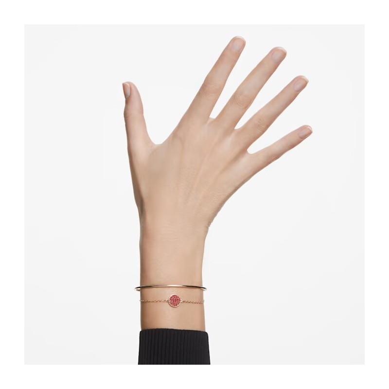 Bracelet Jonc Swarovski femme doré et cristaux rouges