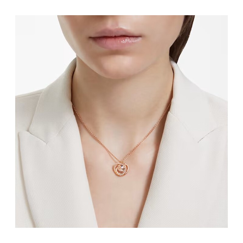 Collier Swarovski femme doré rose