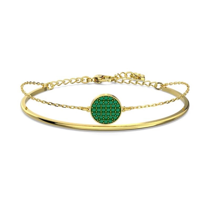 Bracelet Jonc Swarovski femme doré et cristaux verts