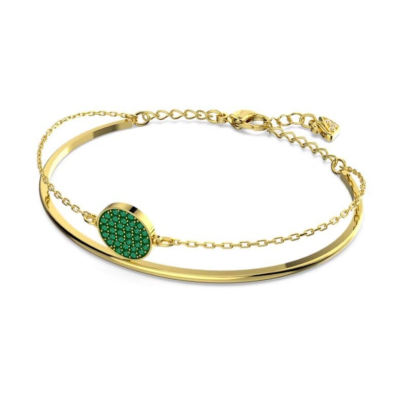 Bracelet Jonc Swarovski femme doré et cristaux verts