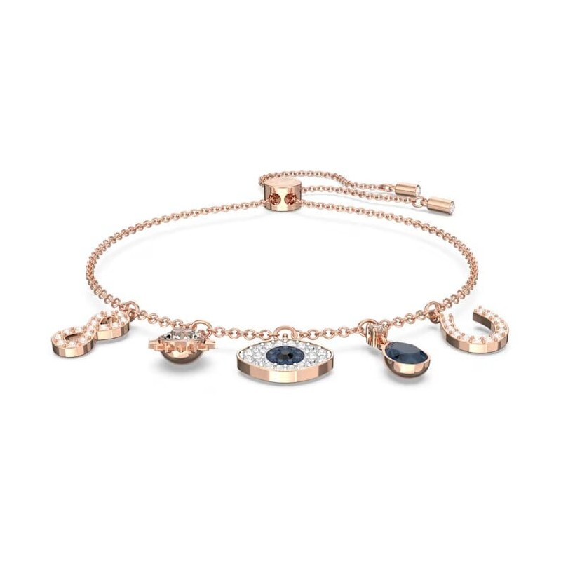 Bracelet Swarovski femme doré rose et cristaux bleus