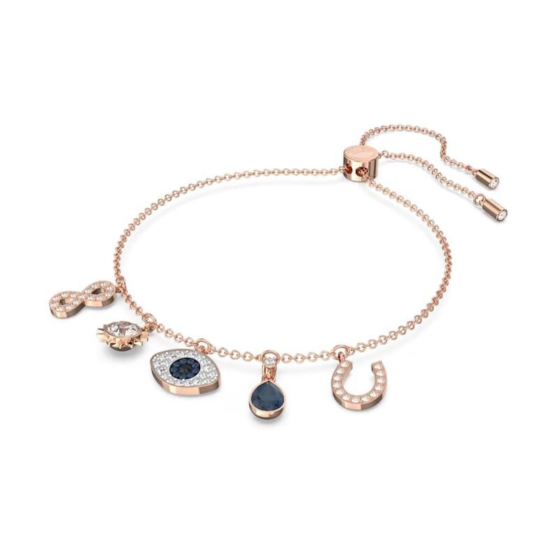 Bracelet Swarovski femme doré rose et cristaux bleus