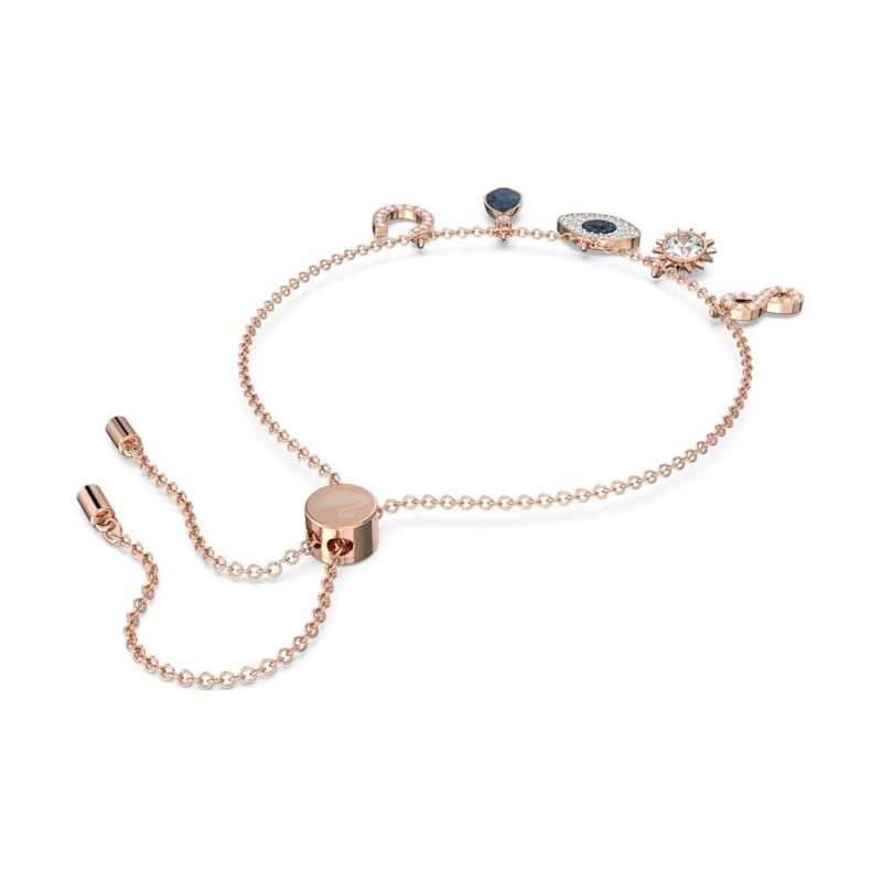 Bracelet Swarovski femme doré rose et cristaux bleus