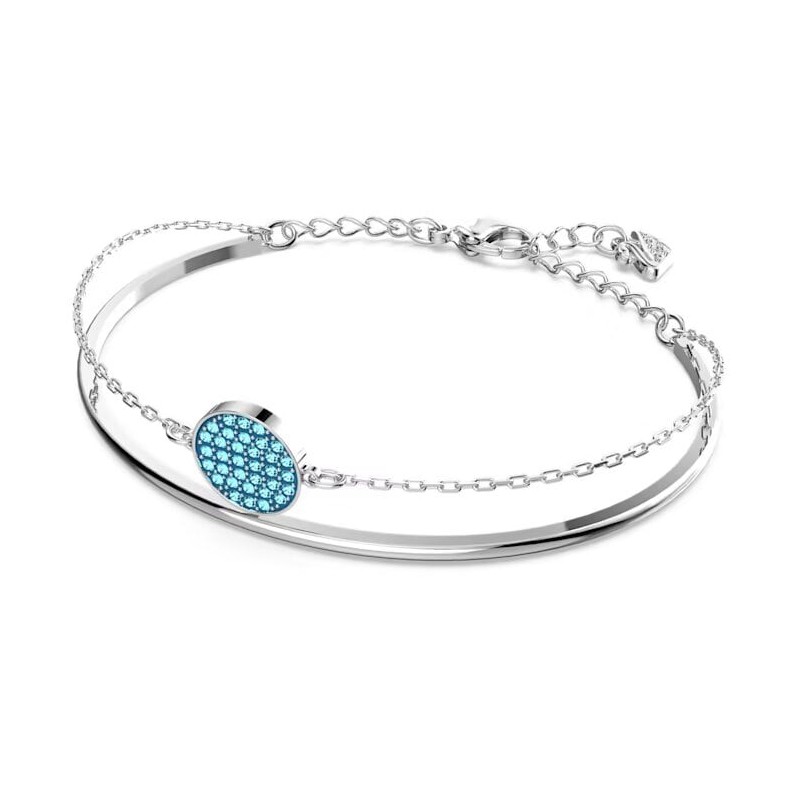 Bracelet Jonc Swarovski femme argenté et cristaux bleus