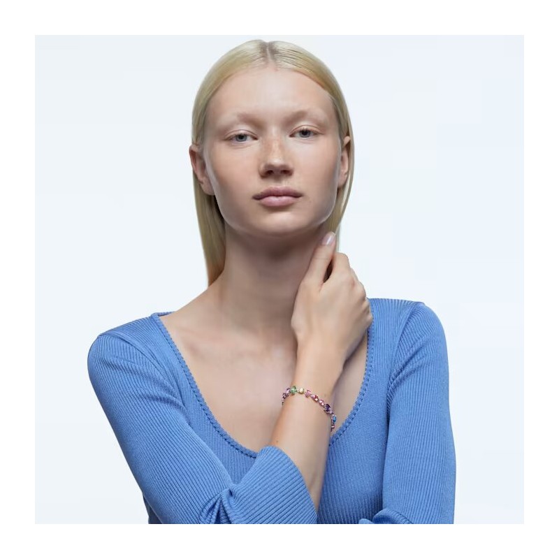 Bracelet  Swarovski femme argenté et cristaux multicolres