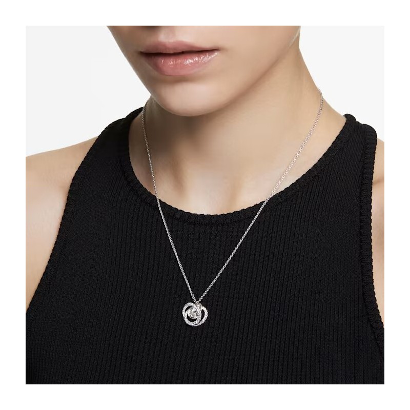 Collier Swarovski femme argenté pendentif cristaux blancs