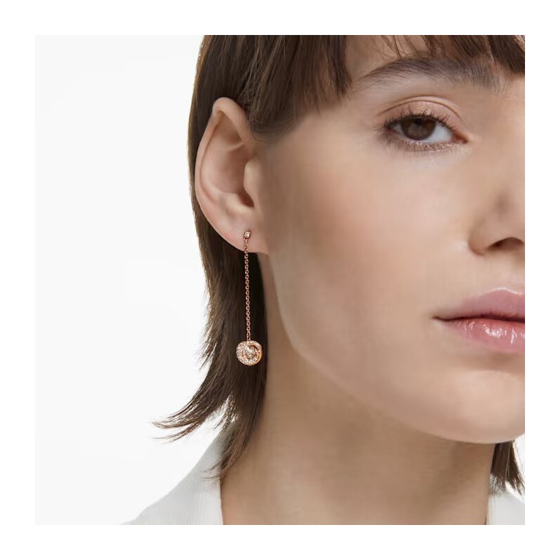 Boucles d'oreilles Pendantes Swarovski doré rose