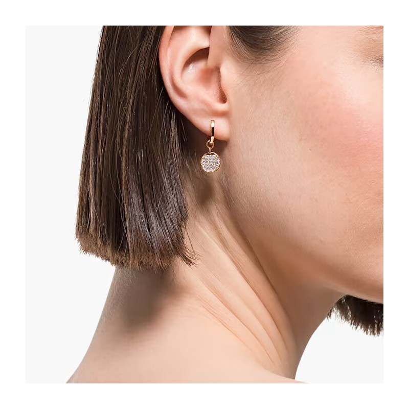 Boucles d'oreilles Dormeuses Swarovski doré rose