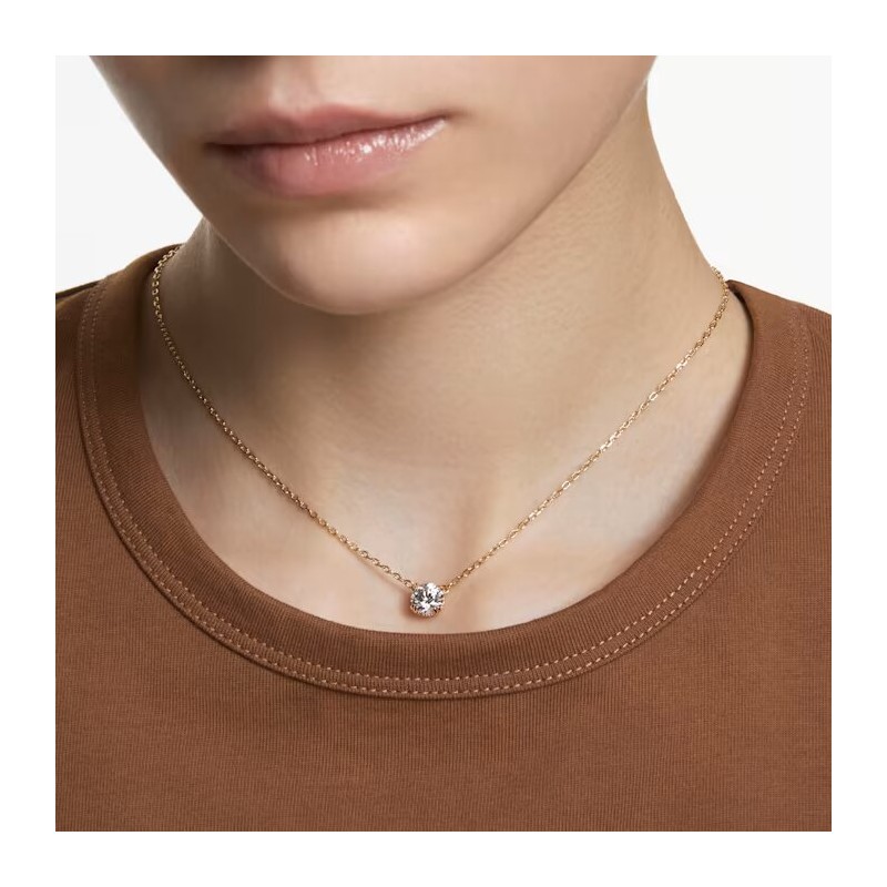 Collier Swarovski femme doré et cristal blanc