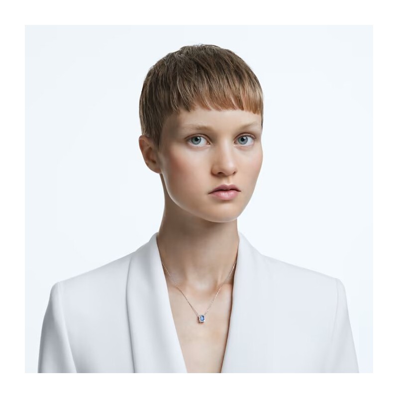 Collier Swarovski femme argenté et cristal bleu