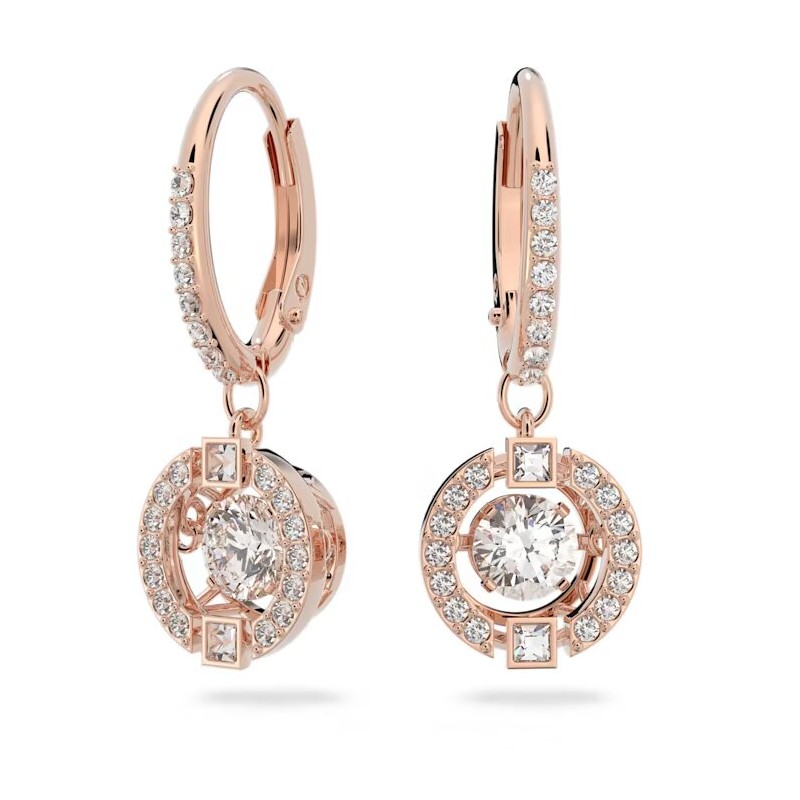 Boucles d'oreilles Dormeuses Swarovski doré rose