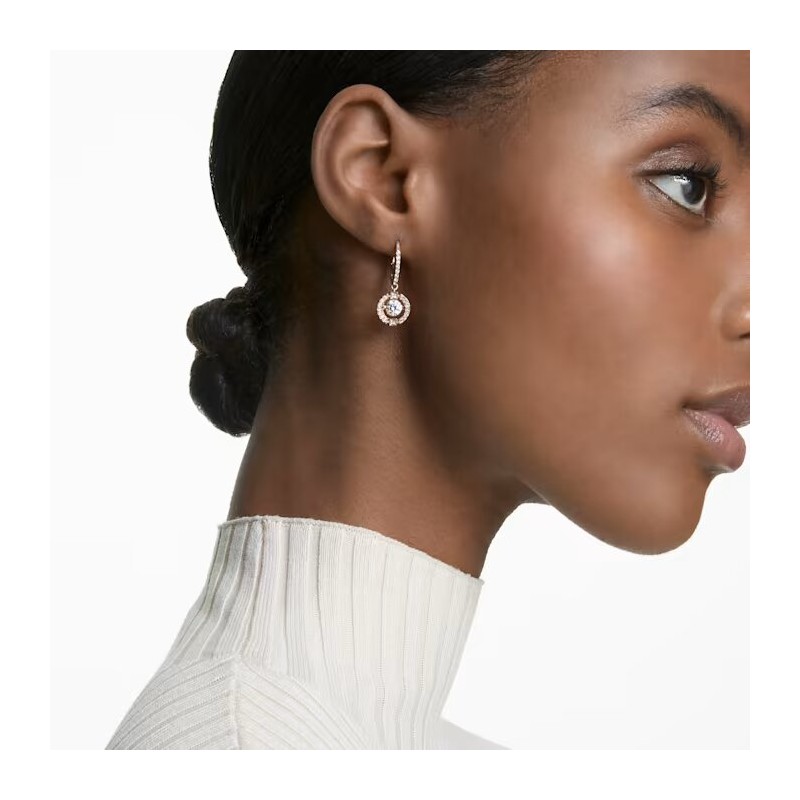 Boucles d'oreilles Dormeuses Swarovski doré rose