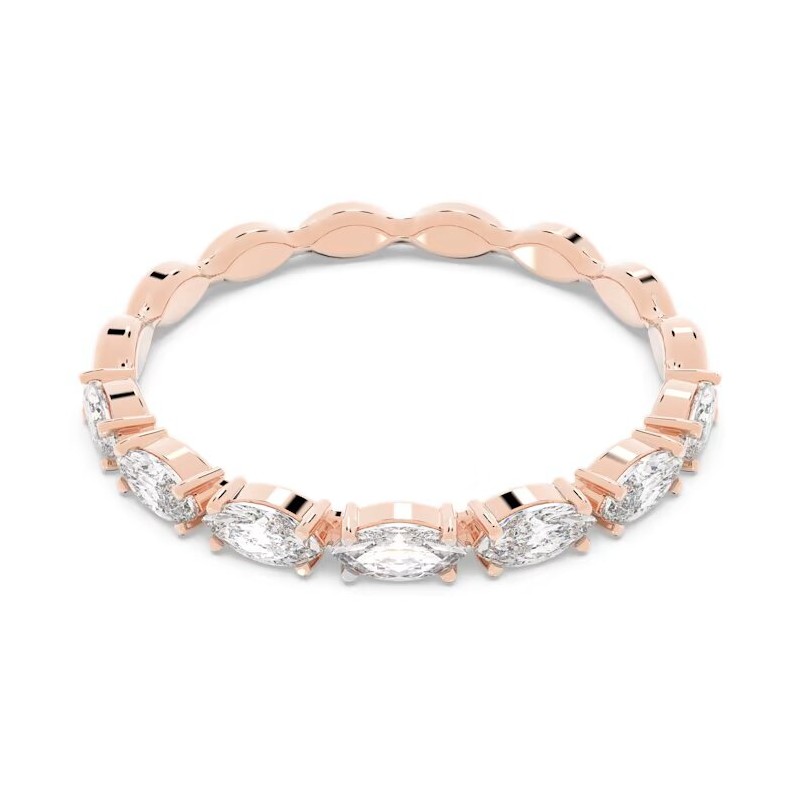 Bague Swarovski femme dorée rose et cristaux blancs