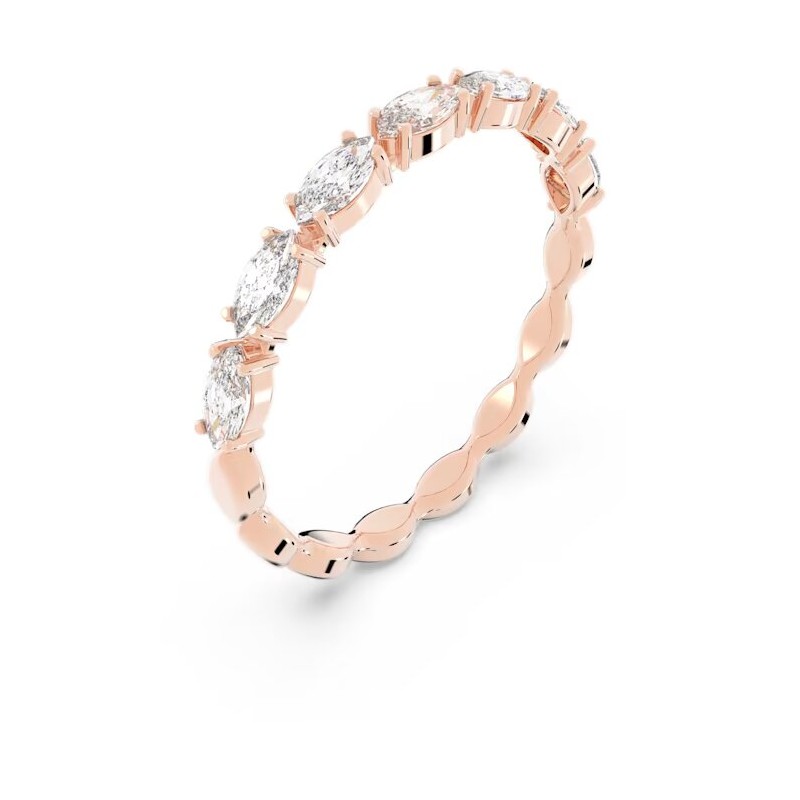 Bague Swarovski femme dorée rose et cristaux blancs
