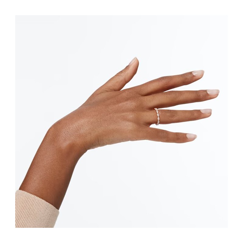 Bague Swarovski femme dorée rose et cristaux blancs