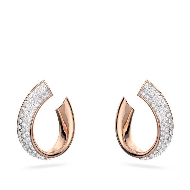 Boucles d'oreilles Créoles Swarovski doré rose