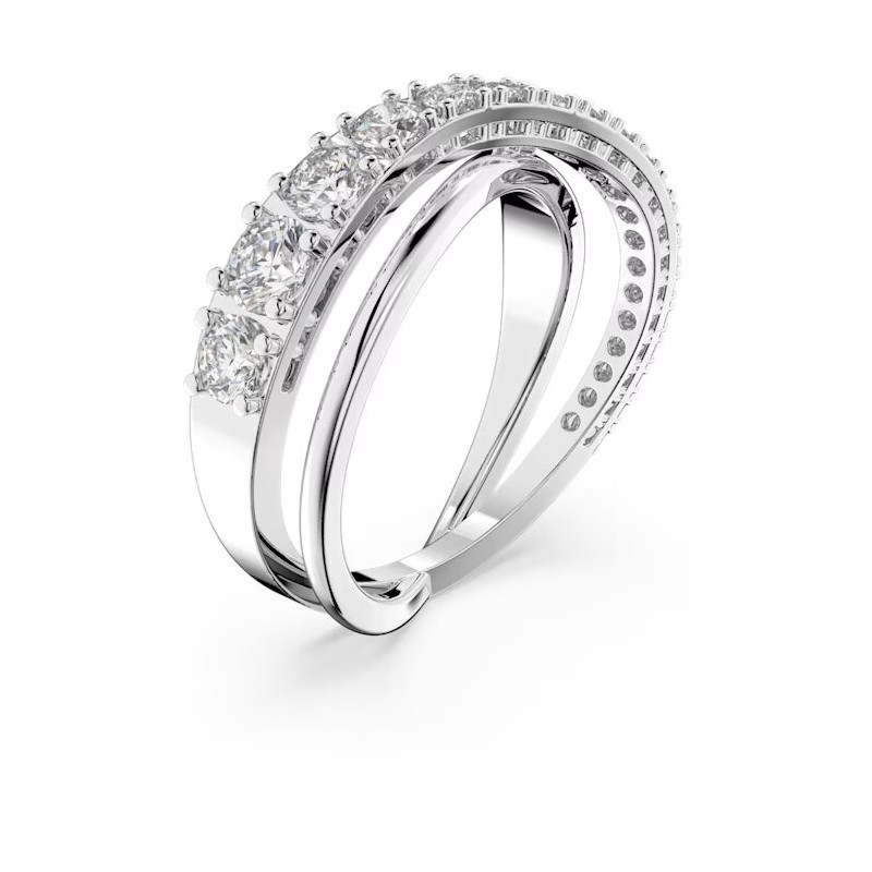 Bague Swarovski femme argentée et cristaux blancs